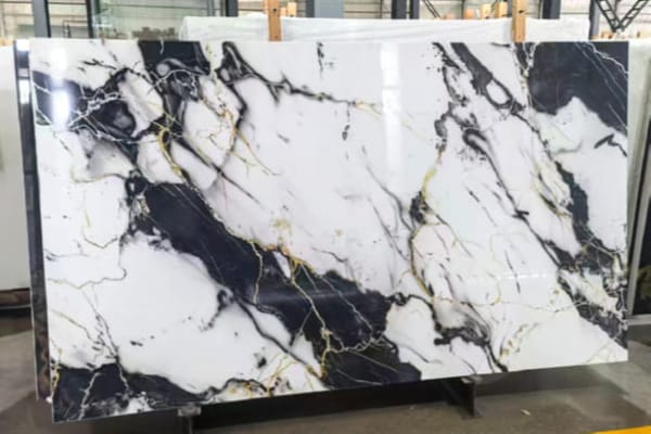 Calacatta Black & Gold Nano Stone Slab | Luxurious Marble Look