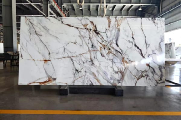 Calacatta Gold Nano Stone Slab – Luxury White Marble-Look Surface for Interiors