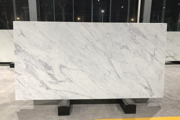 Carrara White Nano Stone Slab with Subtle Grey Veins - Premium Marble Look