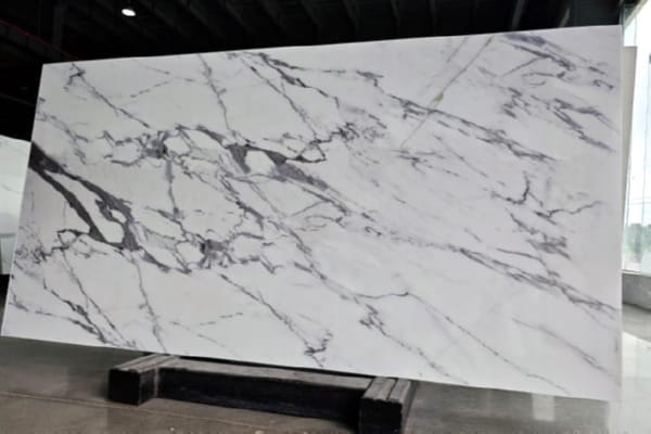 Nano Statuario White Slab with Grey Veins | Engineered Stone for Projects