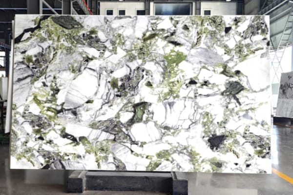 Nano Exotic Green Fusion Slab | Engineered Stone with Marble-Look Pattern