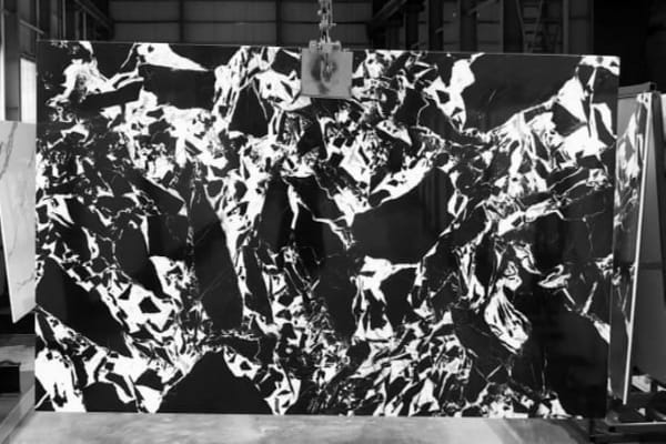 Abstract Black & White Nano Stone Slab with Bold Contrast Pattern
