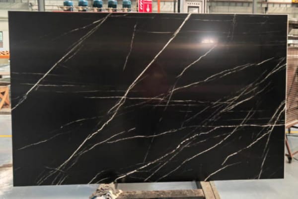 Nero Gold Vein Nano Stone Slab – Luxury Black Marble-Look Surface for Interiors