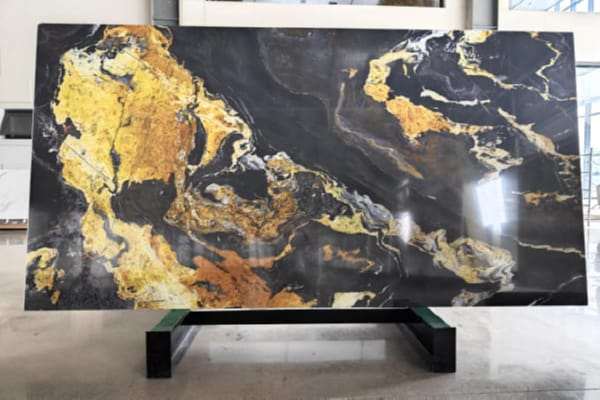 Black & Gold Onyx Nano Stone Slab – Luxury Exotic Surface for Interiors