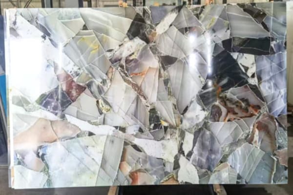 Gemstone Mosaic Nano Stone Slab | Luxury Patchwork Crystal Look