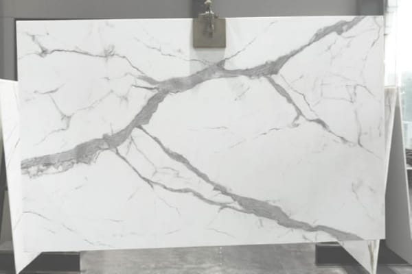 Statuario Nano Stone Slab – Luxury White Marble-Look Surface with Bold Veins