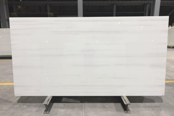 Pure White Nano Stone Slab with Subtle Linear Veins