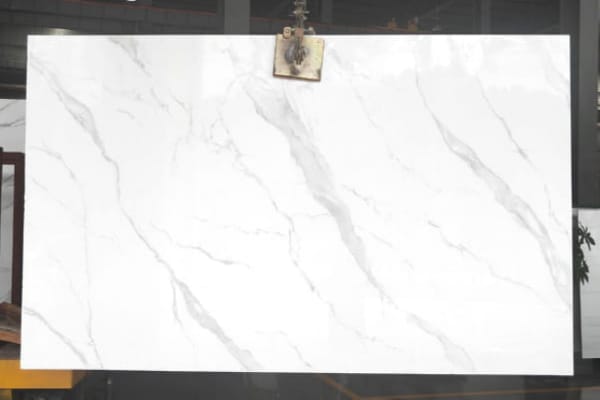 Carrara White Nano Stone Slab – Subtle Grey Veining Marble-Look Surface
