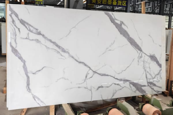 Calacatta Nano Stone Slab with Bold Grey Veins | White Marble Look