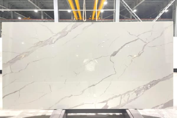 Statuario Nano Stone Slab with Subtle Grey and Gold Veins – Premium Marble Look