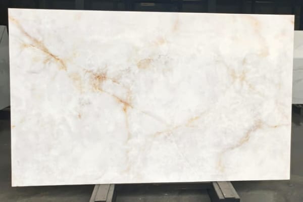 Ivory White Nano Stone Slab with Golden Veins