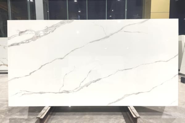Statuario White Nano Stone Slab with Elegant Grey Veins – Premium Marble Look