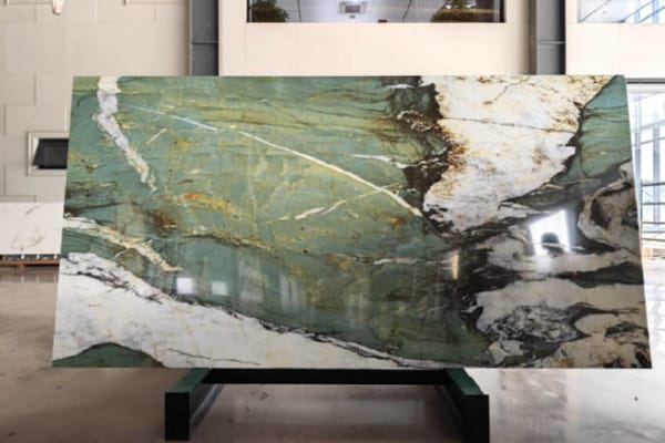 Emerald Green Nano Stone Slab – Luxury Marble-Look with White & Gold Veins