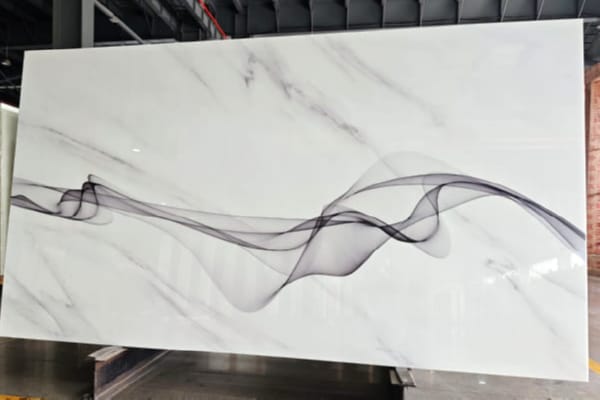 Artistic Flow Nano Stone Slab | White with Smoke Vein Effect