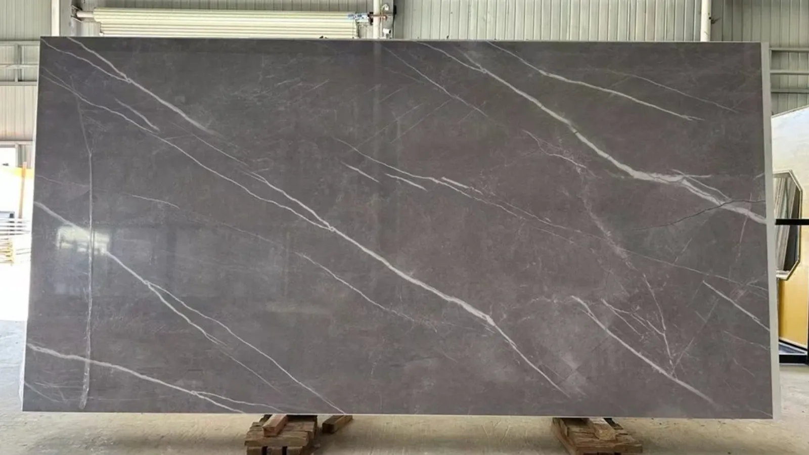 Artificial Pietra Grey Marble Look Stone Slab – Dark Grey with White Veins