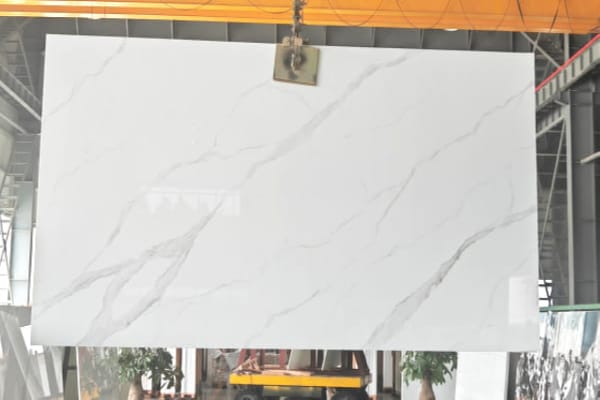 Carrara White Nano Stone Slab with Subtle Grey Veins