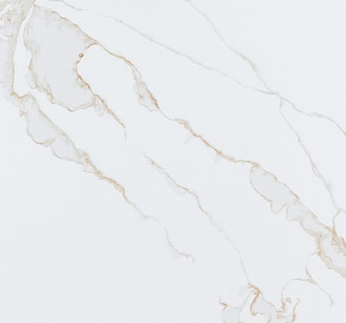 Quartz Stone Tiles KSV8010 | White Calacatta Quartz Slab with Cloud Vein