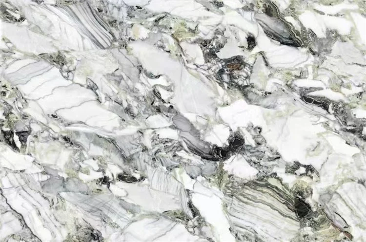Artificial Marble Look Stone Slab – White & Grey Veined Surface