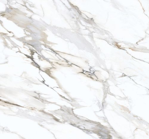 Premium White Quartz Stone Slab with Golden and Grey Veining