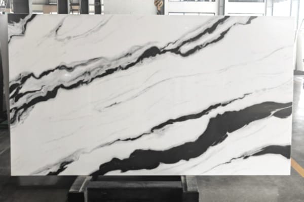 Panda White Nano Stone Slab with Bold Black Veins