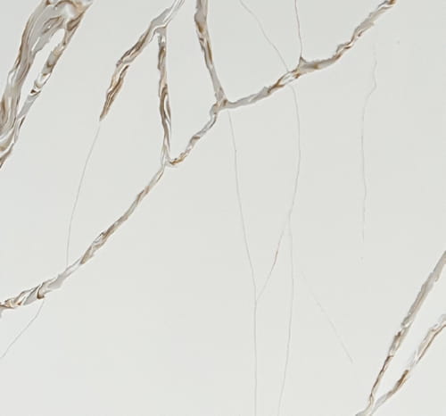 Calacatta Quartz Slab KSV166 | Polished Quartz Stone for Kitchen Countertops