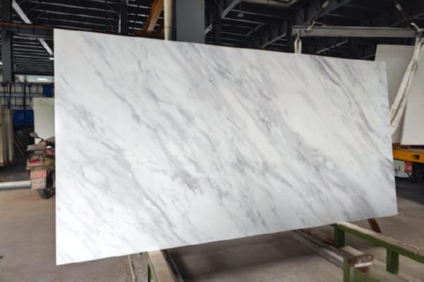 Carrara Classic Nano Stone Slab – Elegant White Marble-Look Surface for Interiors