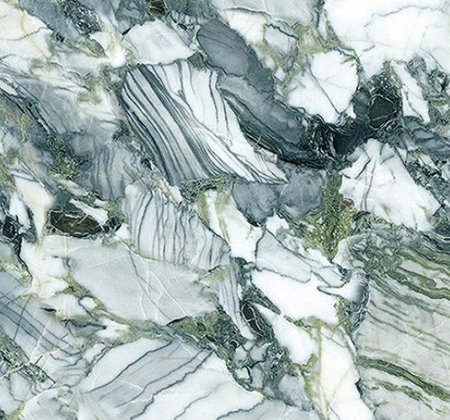 Exotic Green & Grey Vein Quartz Slab - Luxury Marble Style Stone for Interior Surfaces
