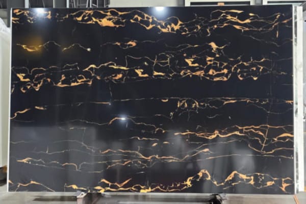Luxury Black & Gold Nano Stone Slab | High-End Marble Look