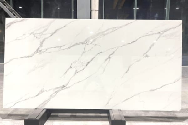 Statuario Nano Stone Slab - White Marble-Look with Striking Grey Veins