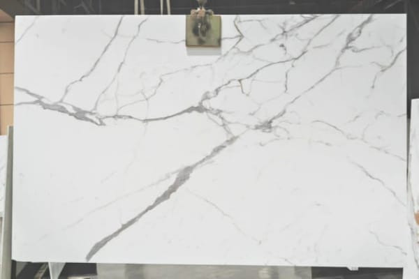 Calacatta Statuario Nano Stone Slab – Premium White Marble-Look Surface with Grey Veins
