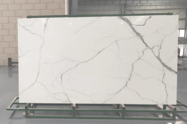 Calacatta White Nano Stone Slab with Grey Veins – Elegant Marble Look