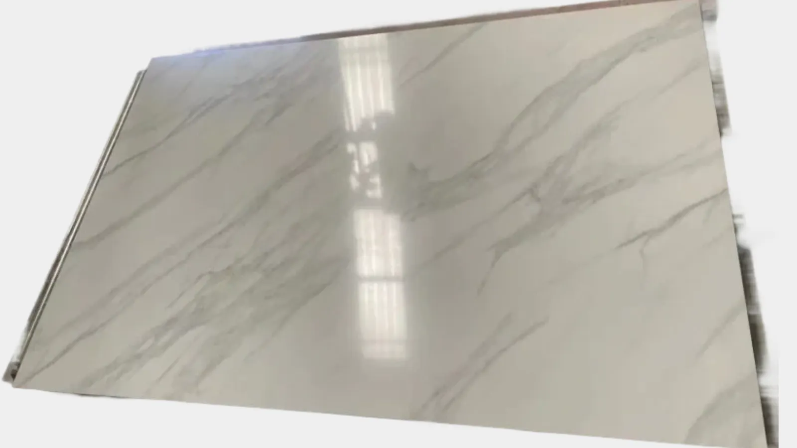 Artificial Light Carrara Marble Look Stone Slab – White with Subtle Grey Veins