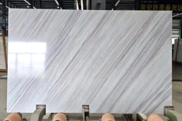 White Wood Vein Nano Stone Slab – Elegant Linear Marble-Look Surface for Interiors