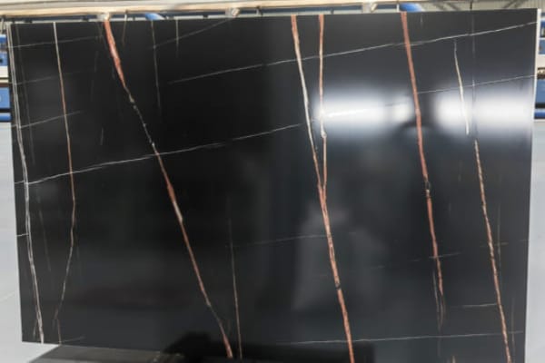 Nero Marquina Gold Nano Stone Slab | Black Marble Look with Golden Veins