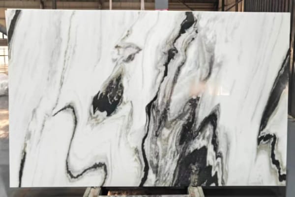 Ink Flow Nano Stone Slab | Black & White Marble Look with Artistic Veins