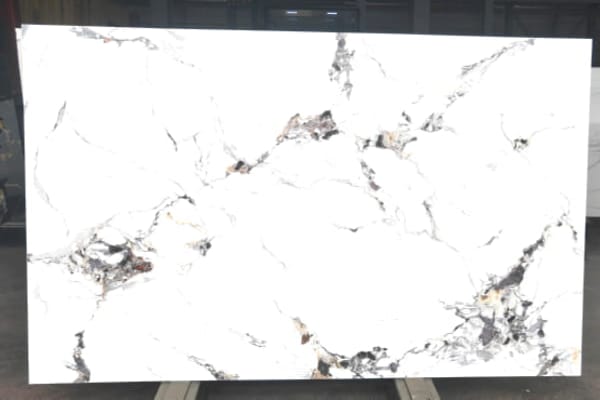 Calacatta Borghini Nano Stone Slab – Luxury White Marble-Look Surface with Golden Accents