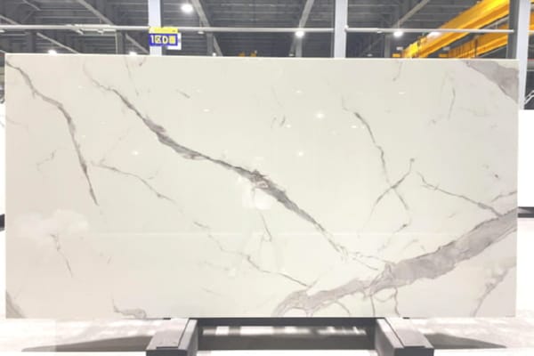 Calacatta Beige Nano Stone Slab with Grey Veins – Luxury Marble Look