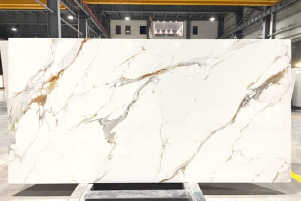 Calacatta Gold Nano Stone Slab with White Background – Luxury Marble Look